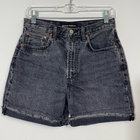 ARITZIA Denim Forum THE BOYFRIEND LOOSE MID THIGH SHORT 26 High Rise Gray Black - Picture 7 of 16